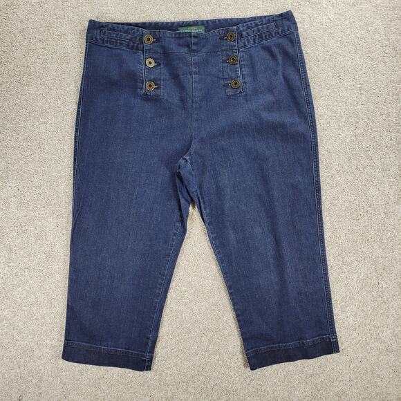 Lauren Ralph Lauren Capri Jeans Womens 16 Blue Double Button Panel Cropped Denim - Picture 14 of 14
